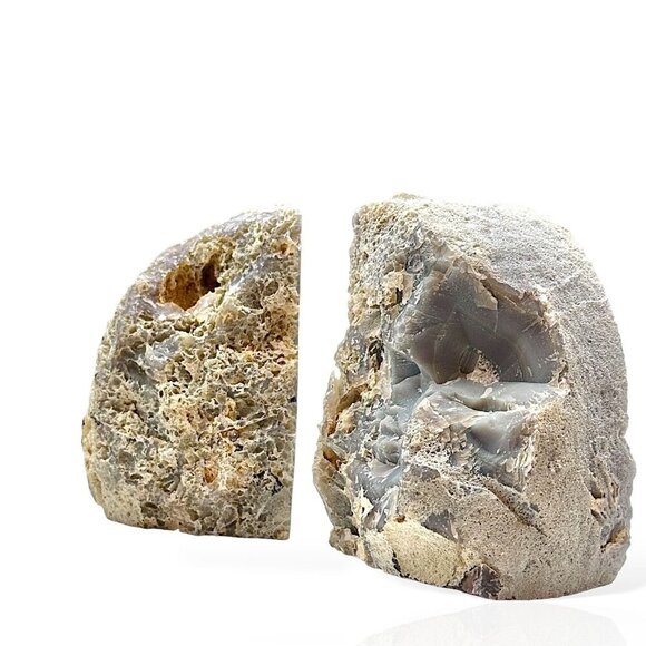 Agate Bookends Crystal Geode Center Natural Stone Book End Bookshelf Decor (FQ) - Picture 10 of 16